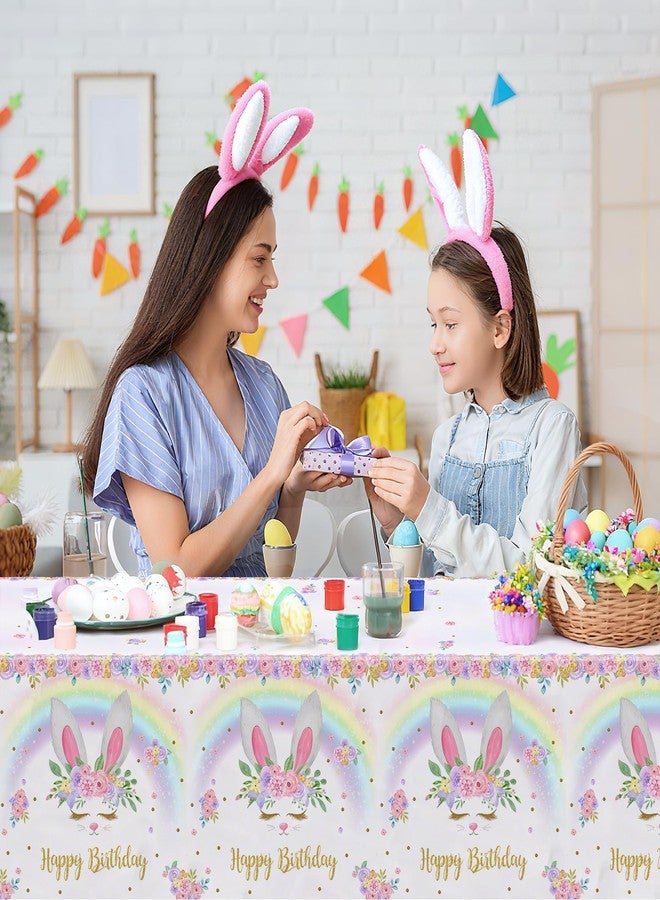 ميهوفوند مجموعة MEHOFOND من 3 مفارش طاولة لعيد ميلاد الأرنب، مفرش طاولة بلاستيكي للاستخدام مرة واحدة لعيد الفصح 54 × 108 بوصة، لوازم حفلات عيد ميلاد الأرنب بألوان قوس قزح، غطاء طاولة ربيعي لعيد الفصح لتزيين الحفلات - Image 5